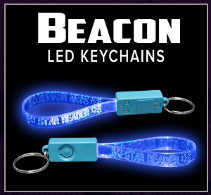 Beacon Custom Engraved LED Light-up Glow Light Band Key Chains Beacon Custom Engraved LED Light-up Glow Light Band Key Chains