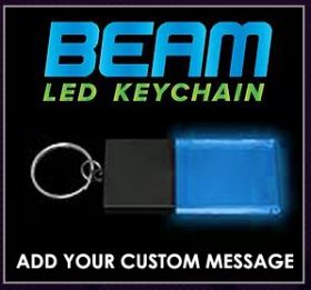 Black / Blue - Beam LED Custom Light Up Acrylic Key Chain